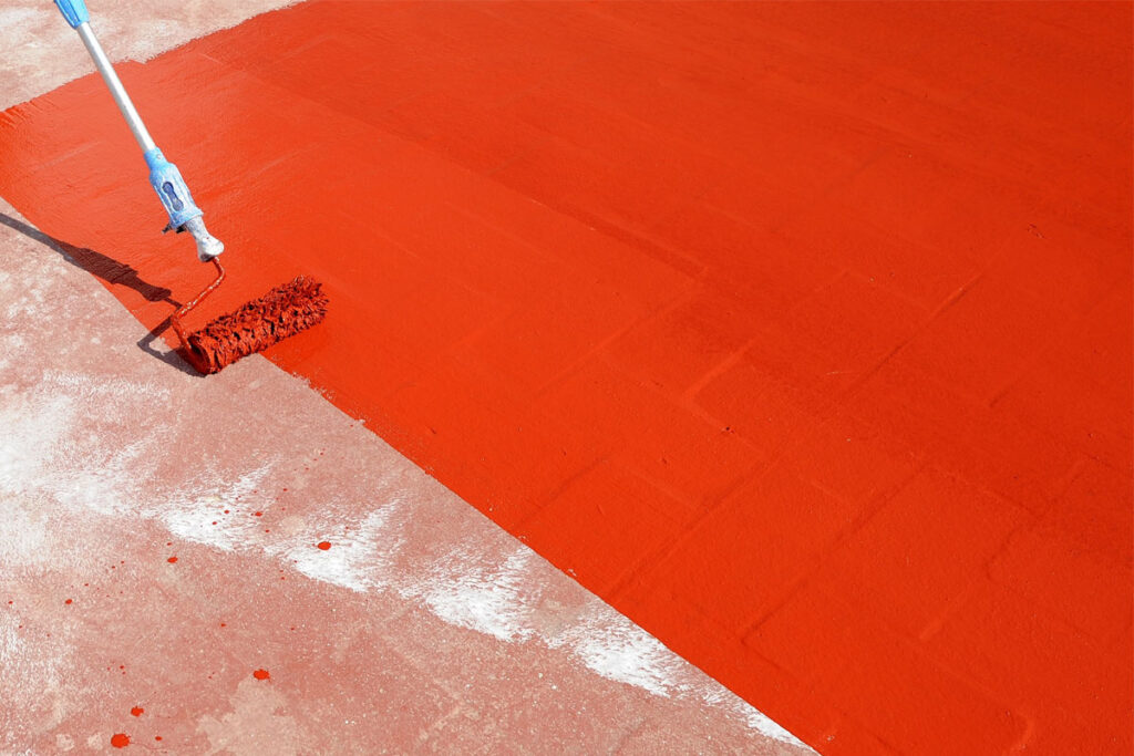 Roller applying waterproof coating
